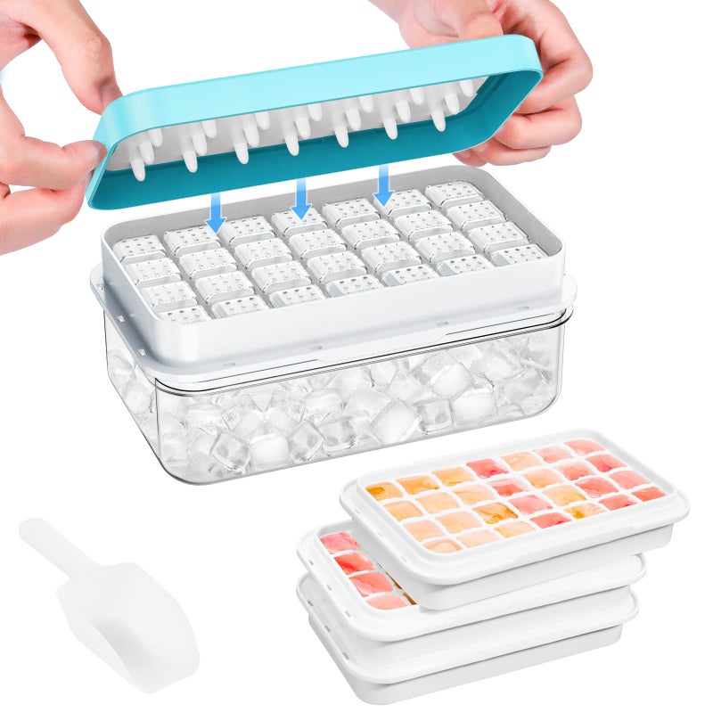 PHINOX Ice Cube Tray with Lid and Bin, PHINOX 84 pcs Ice Trays for Freezer, Ice Cube Trays for Freezer with 3 trays, Container, Lid & Ice Scoop, BPA Free - Image 1
