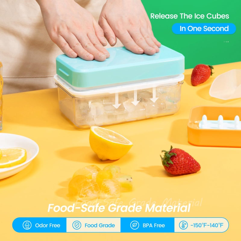 PHINOX Ice Cube Tray with Lid and Bin, PHINOX 84 pcs Ice Trays for Freezer, Ice Cube Trays for Freezer with 3 trays, Container, Lid & Ice Scoop, BPA Free - Image 3