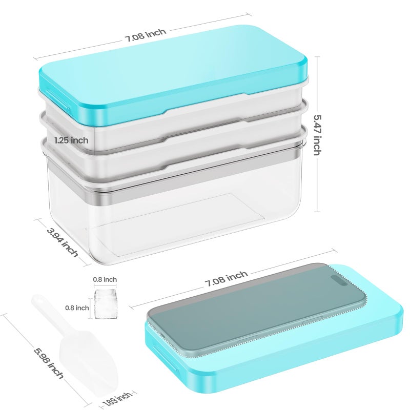 PHINOX Ice Cube Tray with Lid and Bin, PHINOX 84 pcs Ice Trays for Freezer, Ice Cube Trays for Freezer with 3 trays, Container, Lid & Ice Scoop, BPA Free - Image 4