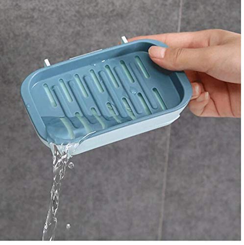 FavHome 4 Pcs Wall Mounted Self Adhesive Soap Box Holder with Drain Tray Soap Case with Contemporary Eleghant Design for Modern Bathrooms Kitchen - Mix Colors (4) - Image 5