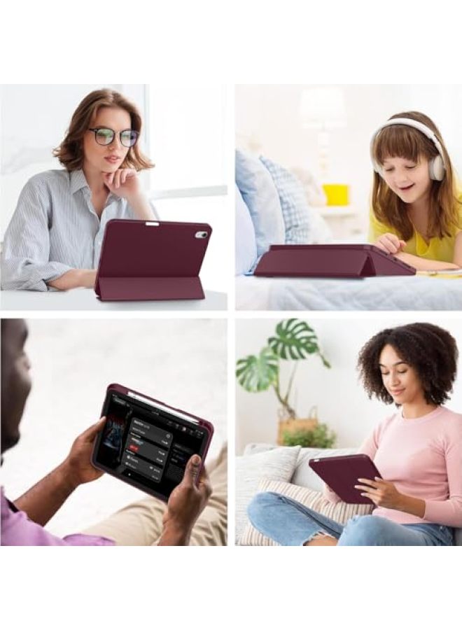 iMieet حافظة iMieet لجهاز iPad (A16)/الجيل العاشر من iPad [11 بوصة 2025/10.9 بوصة 2022]، حافظة ذكية قابلة للطي ثلاثية مع حامل وحامل قلم وظهر TPU ناعم، تدعم Touch ID (أسود) - Image 4
