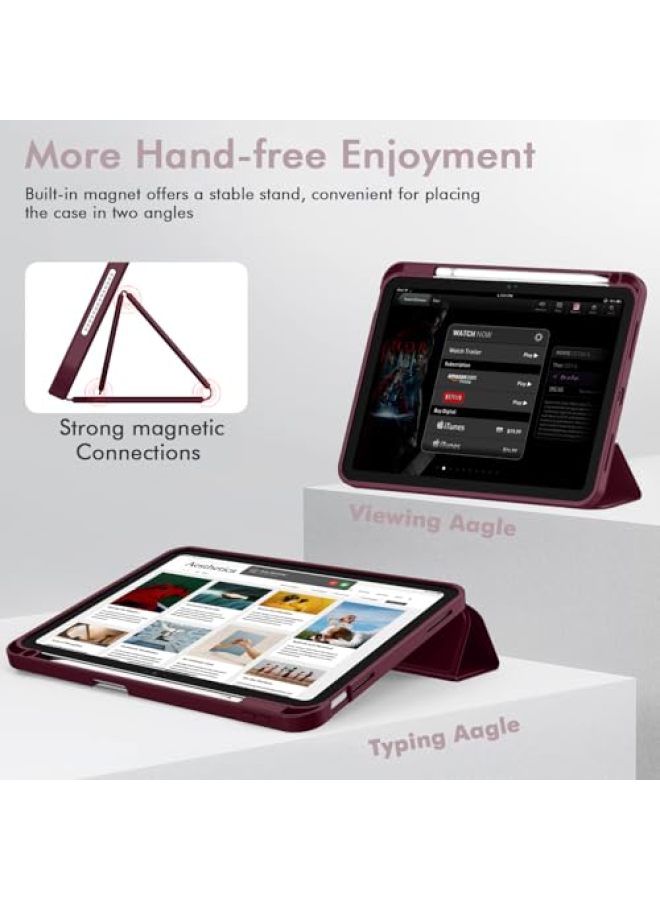 iMieet حافظة iMieet لجهاز iPad (A16)/الجيل العاشر من iPad [11 بوصة 2025/10.9 بوصة 2022]، حافظة ذكية قابلة للطي ثلاثية مع حامل وحامل قلم وظهر TPU ناعم، تدعم Touch ID (أسود) - Image 3