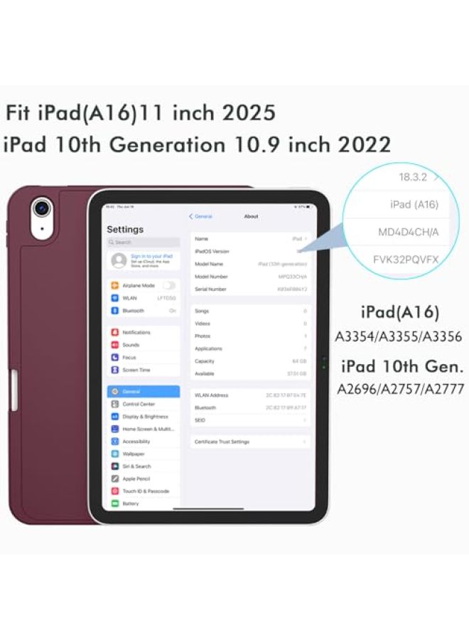 iMieet حافظة iMieet لجهاز iPad (A16)/الجيل العاشر من iPad [11 بوصة 2025/10.9 بوصة 2022]، حافظة ذكية قابلة للطي ثلاثية مع حامل وحامل قلم وظهر TPU ناعم، تدعم Touch ID (أسود) - Image 2