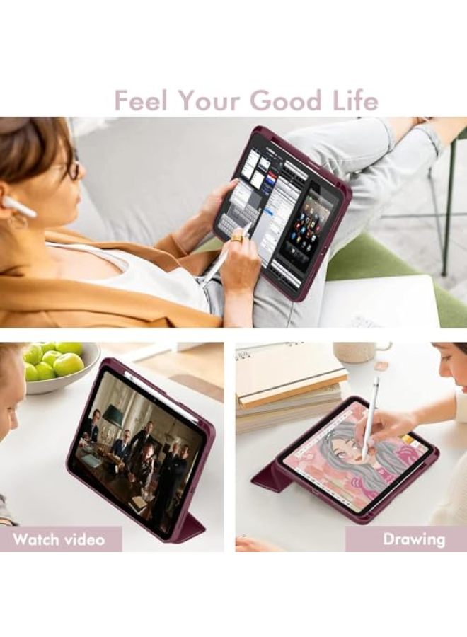 iMieet حافظة iMieet لجهاز iPad (A16)/الجيل العاشر من iPad [11 بوصة 2025/10.9 بوصة 2022]، حافظة ذكية قابلة للطي ثلاثية مع حامل وحامل قلم وظهر TPU ناعم، تدعم Touch ID (أسود) - Image 5