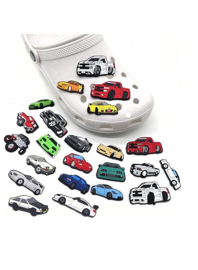 Excefore 23 PCS Car Charms Fits for Croc Clog Sandals Shoes Decoration, Race Car Accessories Charms for Adult Men Boys Party Favor Gifts, Metal, No Gemstone - Image 2