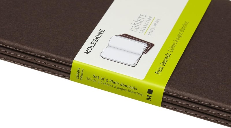Cahier Journal, Soft Cover, Large (5" x 8.25") Plain/Blank, Coffee Brown, 80 Pages (Set of 3) - Image 1