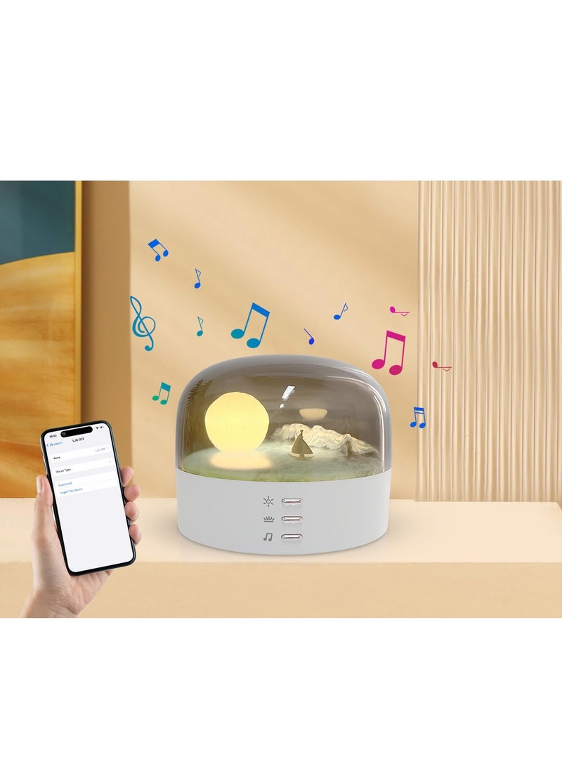 KASTWAVE Touch Bedside Table Lamp,Cool Night Light with Bluetooth Speaker，Dimmable Night Light for Kids,Moon Lamp,Cordless Lamp for Bedroom/Baby Nursery/Bathroom/Hallways/Living Room. - Image 1