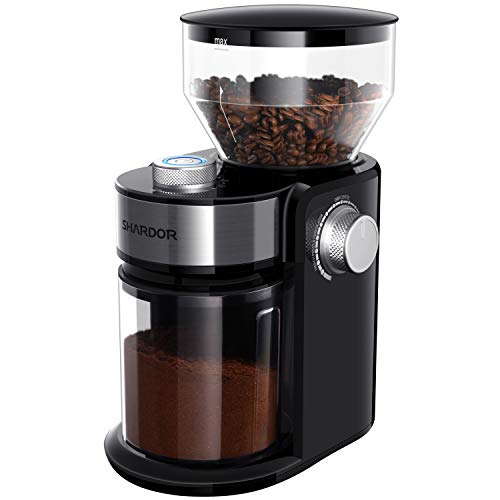 SHARDOR Electric Burr Coffee Grinder 20 Adjustable Burr Mill with 16 Precise Grind Setting for 214 Cup Black