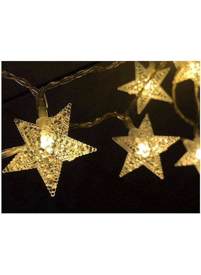 erorex - White Star 50 Led Star String Lights Warm Twinkle Fairy Lights Battery Operated Lights For Wedding Patio Princess Castle Play Tents Bedroom Decoration - Image 1