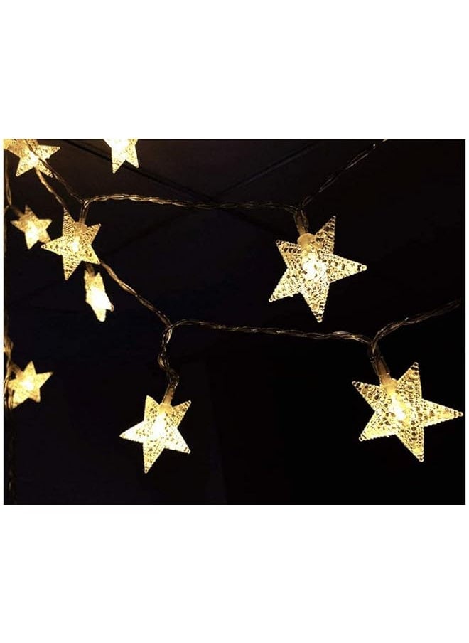 erorex - White Star 50 Led Star String Lights Warm Twinkle Fairy Lights Battery Operated Lights For Wedding Patio Princess Castle Play Tents Bedroom Decoration - Image 1