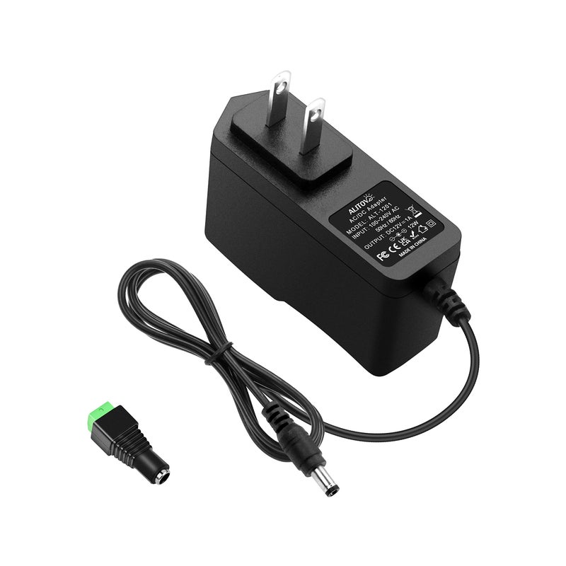 ALITOVE DC 12V 1A Power Supply 12W AC Adapter 100~240V 50-60hz to 12 Volt 1Amp 0.5A Transformer DC 12V Power Cord 5.5 x 2.5mm 2.1mm Plug for LED Strip Light CCTV Security Camera and More - Image 1