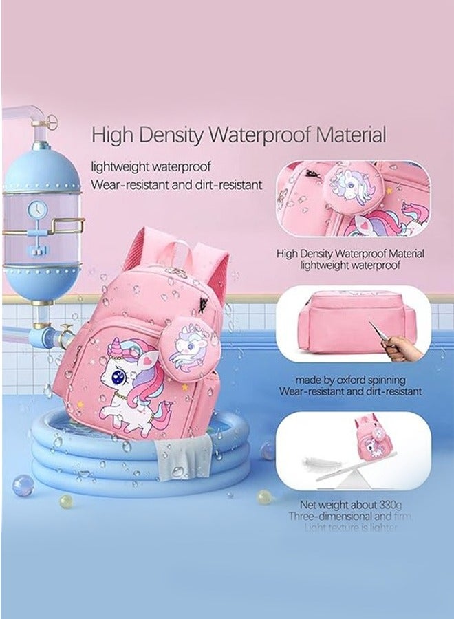 JoyousSto Kids bag Toddler Backpack Kids Kids School Backpack Lightweight Bookbags with Coin Pocket for Girls 2 age+ Unicorn Pink - Image 3