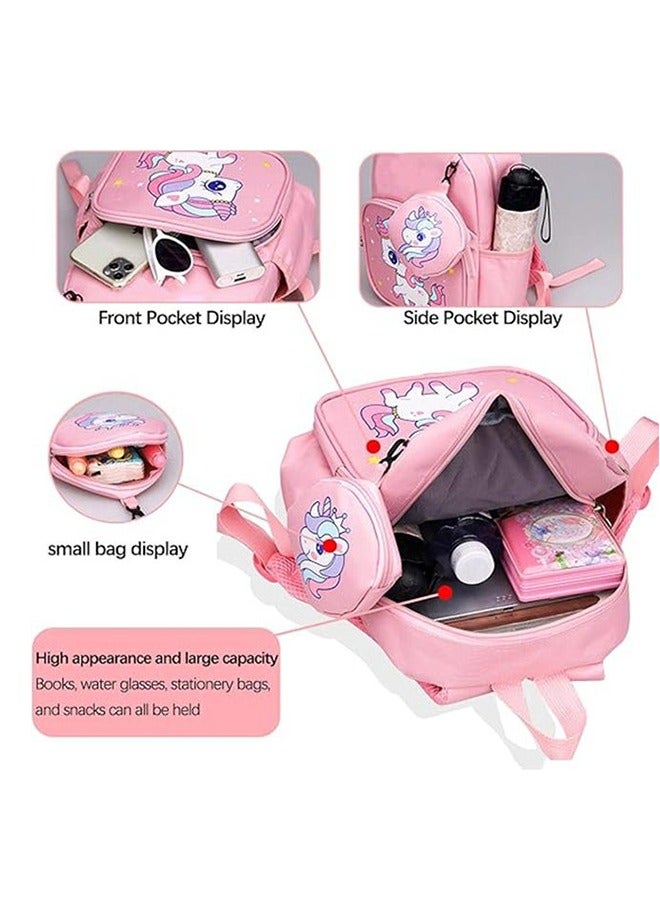 JoyousSto Kids bag Toddler Backpack Kids Kids School Backpack Lightweight Bookbags with Coin Pocket for Girls 2 age+ Unicorn Pink - Image 4