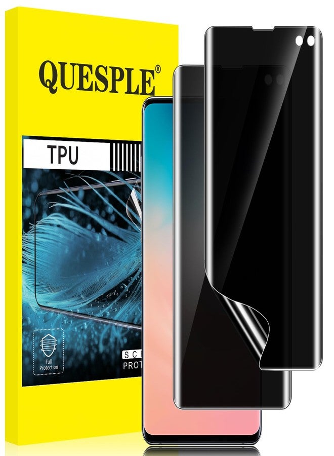 QUESPLE حماية شاشة الخصوصية TPU من QUESPLE عبوة 2 لجهاز سامسونج جالاكسي S10 بلس 6.4 بوصة [ليس زجاجًا]، مضاد للتجسس بزاوية 28°، دعم فتح بصمة الإصبع، حساسية عالية، متوافق مع الجرابات - Image 1