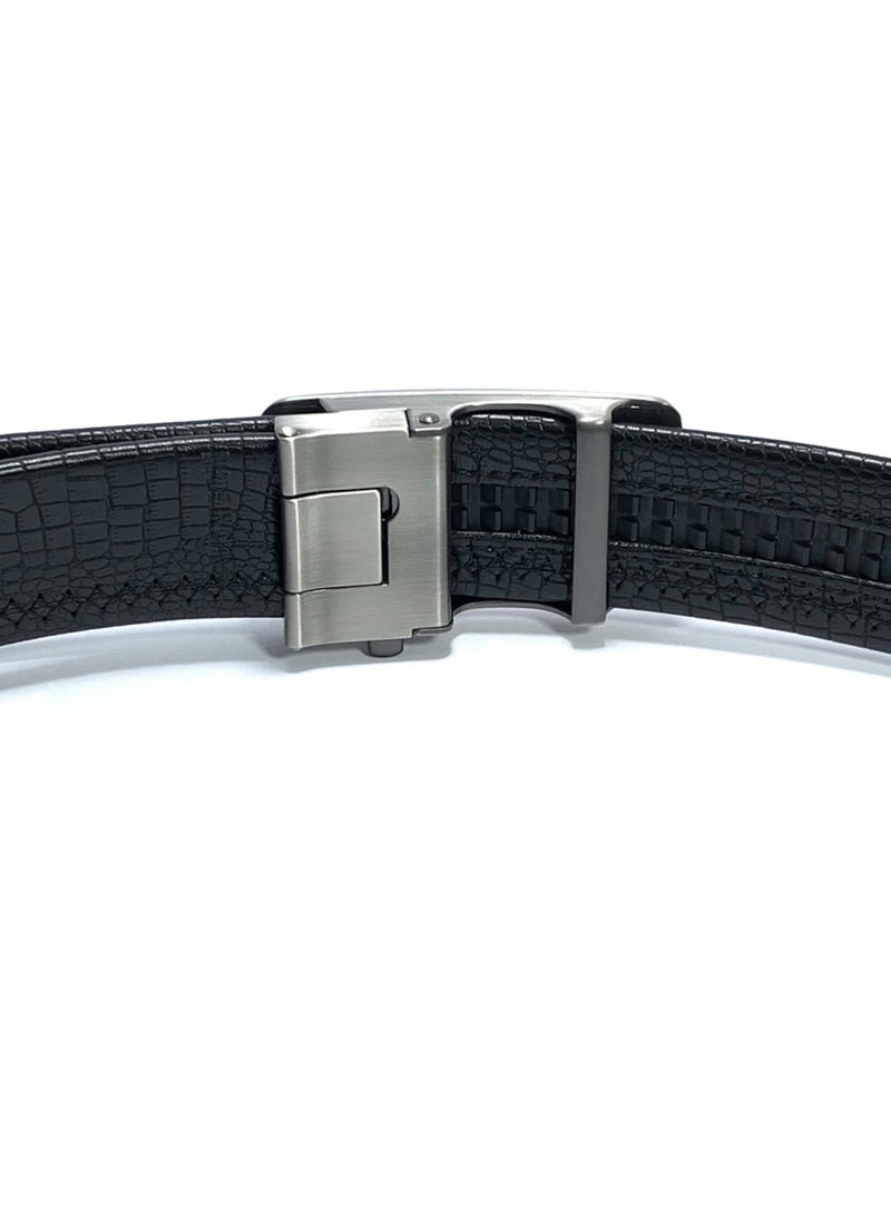 Classic Milano Men's Belt with Automatic Buckle - Stylish Faux Leather Belt for Men in Black, Ideal Gift and Perfect for Casual and Formal Wear - Image 4
