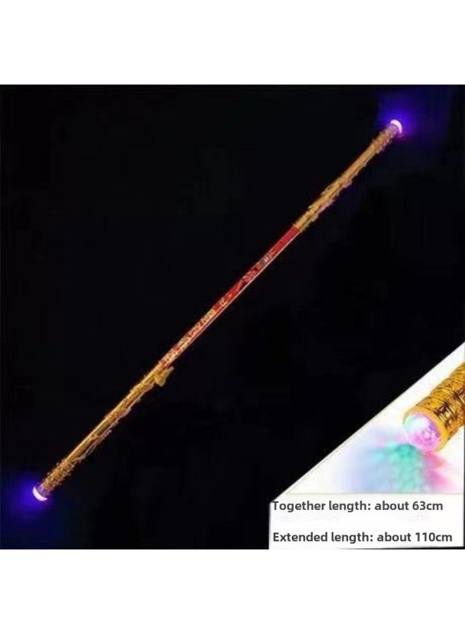 Sun Wukong Luminous Champion Hat Children Wukong Hat Head Crown Monkey Purple Golden Crown Qi Tian Da Sheng Golden Hoop Stick Stall Wholesale-Color:Automatic Luminous Retractable Golden Hoop [printing  - Image 1