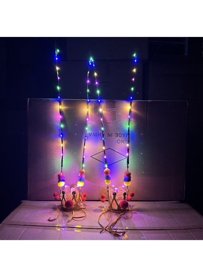Sun Wukong Luminous Champion Hat Children Wukong Hat Head Crown Monkey Purple Golden Crown Qi Tian Da Sheng Golden Hoop Stick Stall Wholesale-Color:Automatic Luminous Retractable Golden Hoop [printing  - Image 2