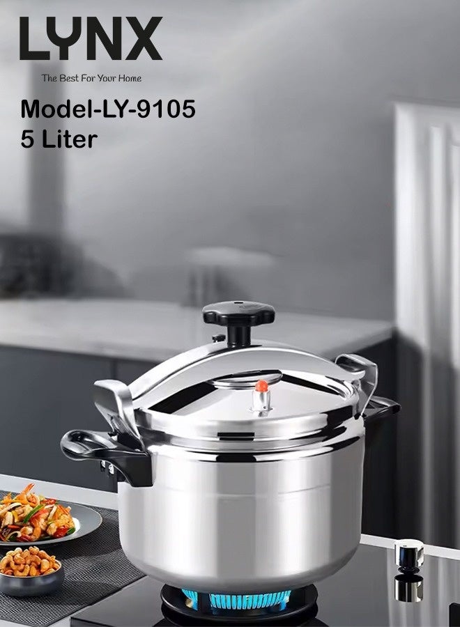 lynx Premium Aluminum Pressure Cooker for Gas and Electric Stove – Fast Cooking Pot with Locking Lid, Safe Pressure Cooker Design, Heat-Resistant Handles, Easy to Clean Kitchen Essential, Ideal for Rice, Meat, Soup, Legumes LY-9105 - Image 4