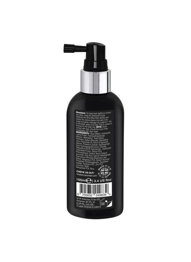 Watermans Grow More, Hair Growth Serum, Visibly Thicker and Stronger Hair, Vegan, Scalp Treatment, DHT Blocker, Rosemary Oil, Biotin, None Medical - Improves scalp density 3.4 Fl Oz  - Image 2