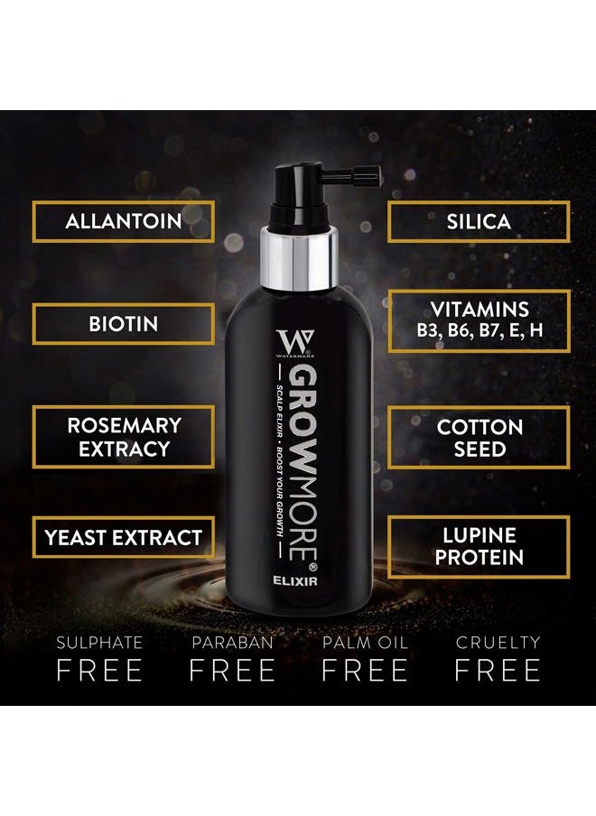 Watermans Grow More, Hair Growth Serum, Visibly Thicker and Stronger Hair, Vegan, Scalp Treatment, DHT Blocker, Rosemary Oil, Biotin, None Medical - Improves scalp density 3.4 Fl Oz  - Image 3