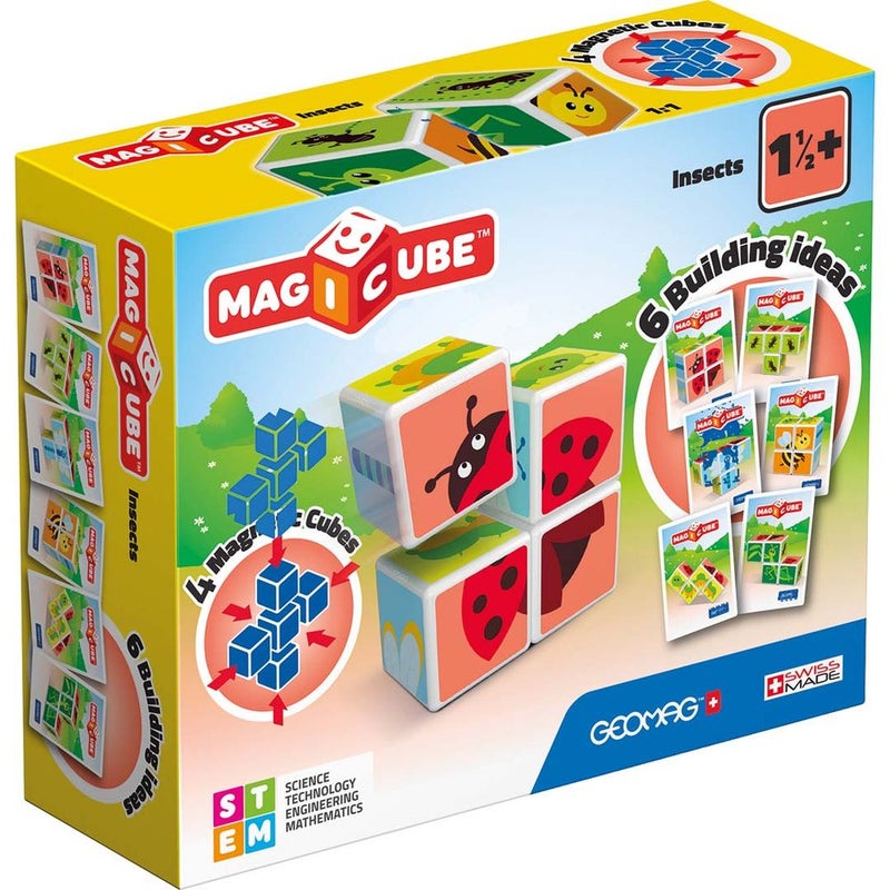 Geomag - Magnetic Cubes Insects 4 Cubes With 7 Cards - 121 - Image 1
