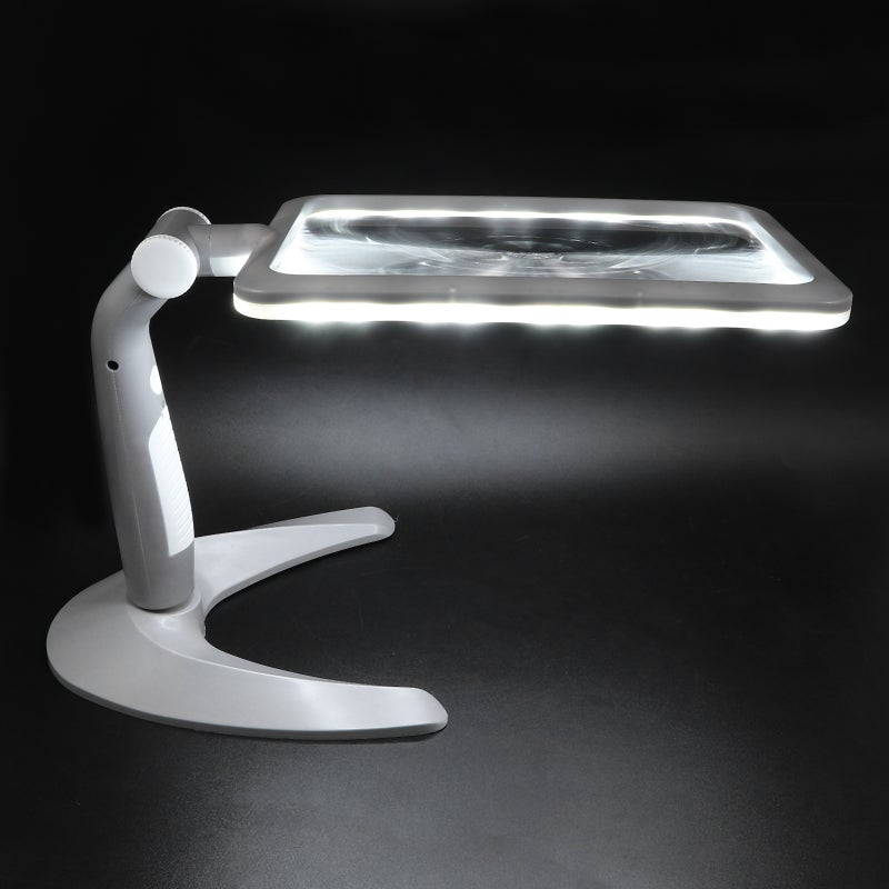 Handheld 48 Glass Desktop Magnifier for Reading Books 2.5X Glass with Light and Stand Desktop Handheld Glass - Image 3