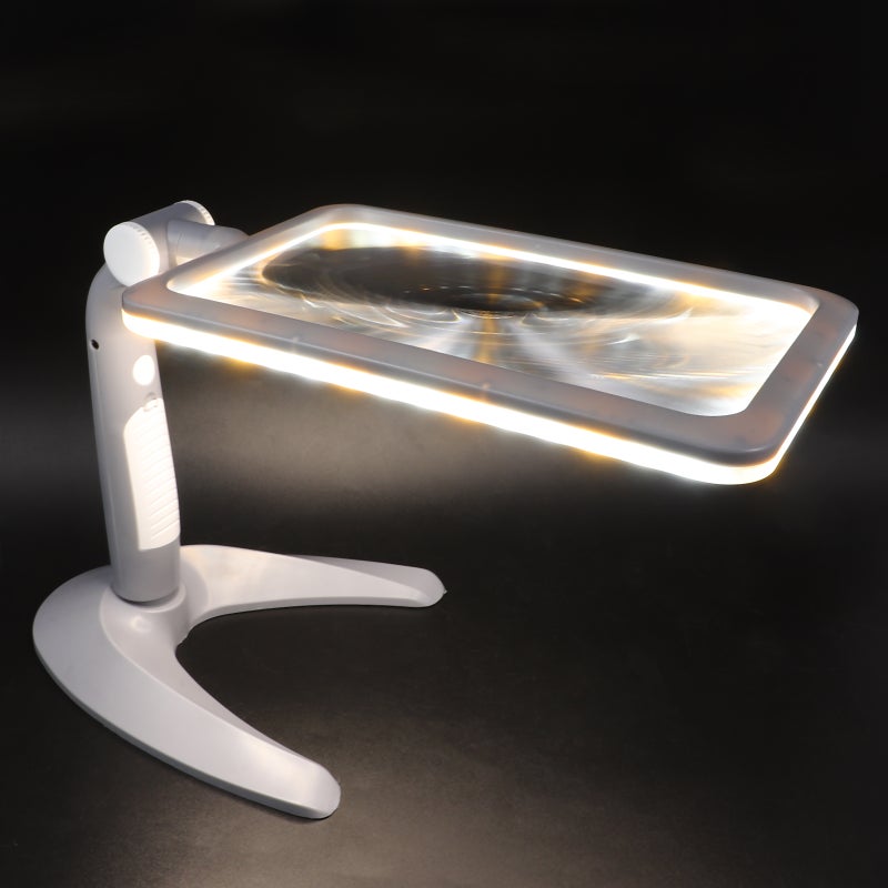 Handheld 48 Glass Desktop Magnifier for Reading Books 2.5X Glass with Light and Stand Desktop Handheld Glass - Image 1