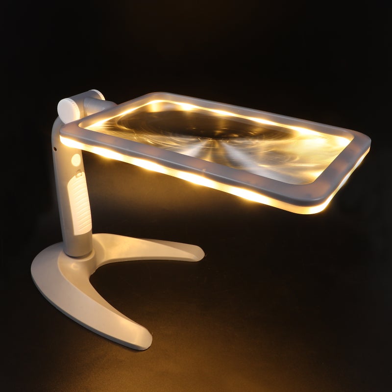 Handheld 48 Glass Desktop Magnifier for Reading Books 2.5X Glass with Light and Stand Desktop Handheld Glass - Image 4