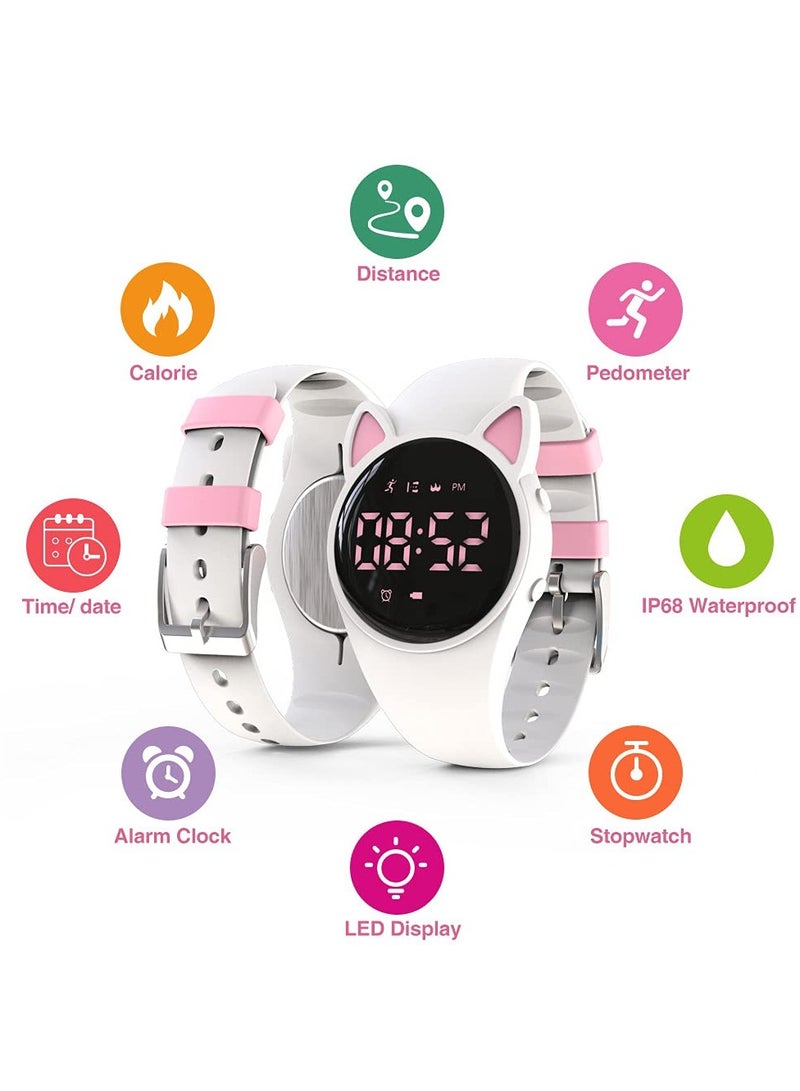 SYOSI Kids Digital Sport Watch, Kids Watch For Girls Boys With Pedometer Alarm Clock Stopwatch Distance Calories Ip68 Waterproof Led Display Great Gift For Children (White) - Image 3
