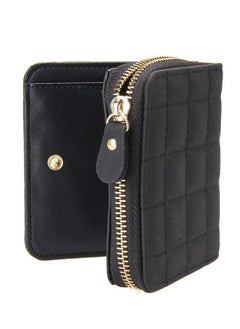 KASTWAVE Women's Wallet, Premium PU Leather Purse Small RFID Blocking Ladies Wallet with Stainless Steel Zipper, Short Grid Style Wallet Card Holder Case Coin Pocket for Women Girlfriend, Black  - Image 4