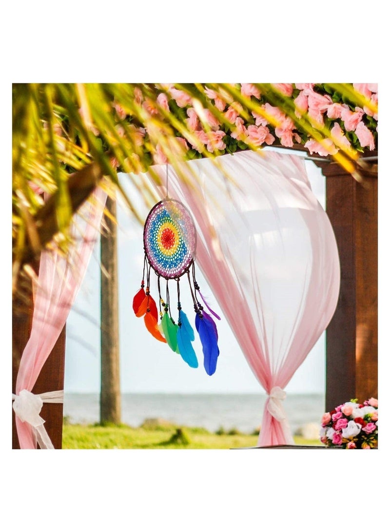 كابتن تيك Handmade Dream Catcher, SYOSI Dream Catcher with Colorful Feathers and Colorful Net, Wall Hanging Decoration for Home, Office, Cafe, Best Gift - Image 3