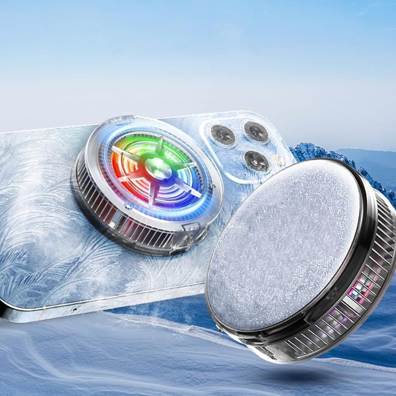 كاست ويف مبرد الهاتف، مروحة مغناطيسية صغيرة USB S1 ICE مبرد الهاتف للألعاب، تبريد شبه موصل RGB مشعاع الهاتف المحمول لأجهزة iPhone iPad PS5 للاعبين والمؤثرين والبث المباشر على TikTok - Image 1