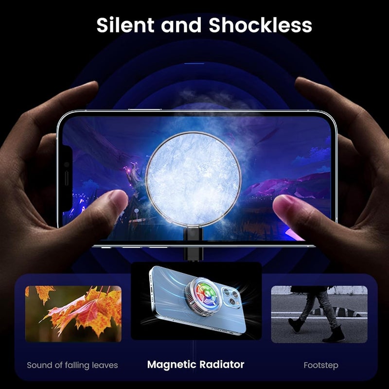 كاست ويف مبرد الهاتف، مروحة مغناطيسية صغيرة USB S1 ICE مبرد الهاتف للألعاب، تبريد شبه موصل RGB مشعاع الهاتف المحمول لأجهزة iPhone iPad PS5 للاعبين والمؤثرين والبث المباشر على TikTok - Image 3