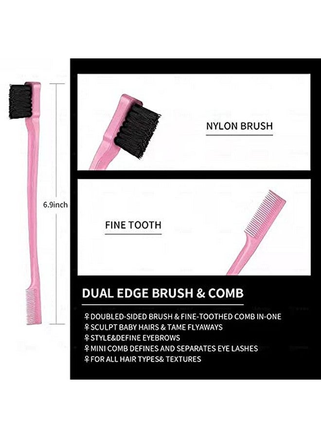 Goiple 3 Pieces Hair Styling Comb Set Teasing Hair Brush Rat Tail Comb Edge Brush For Edge&Back Brushing, Combing, Slicking Hair For Women (Pink) - Image 3