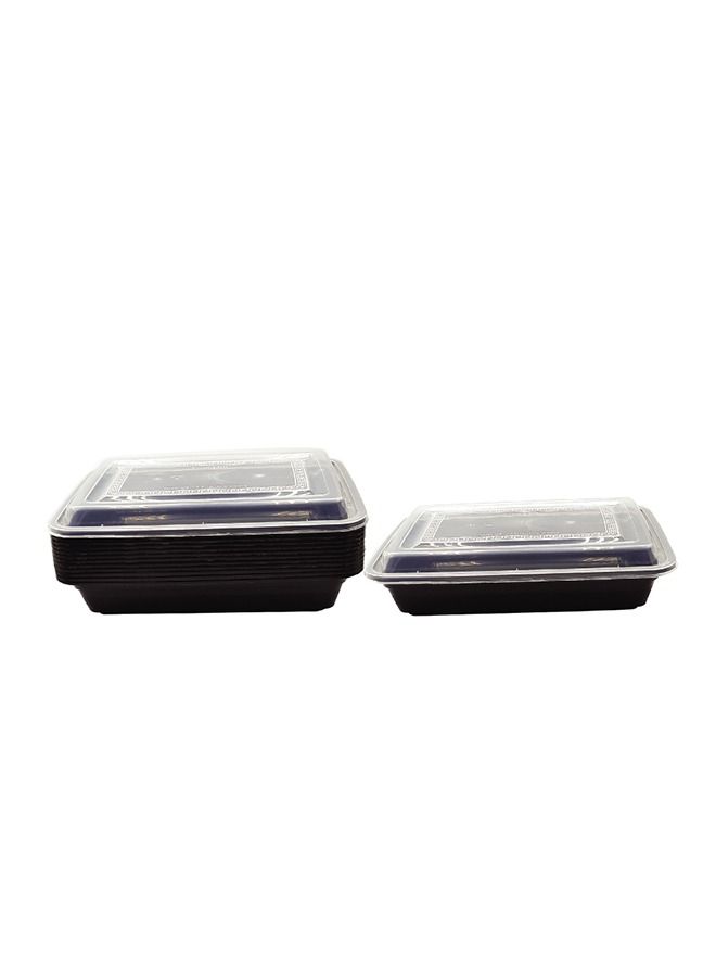 SNH Packing Microwave Container Black Rectangular With Lid 32 Ounces Pack of 24 Pieces.