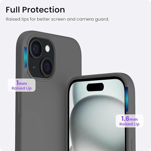 DIZORO Compatible for iPhone 15 Plus Camera Protection Case 6.7, Slim Liquid Silicone 3 Layers Full Covered Soft Gel Rubber Phone Case Protective Cover 6.7 Inch (Dark Grey) - Image 5
