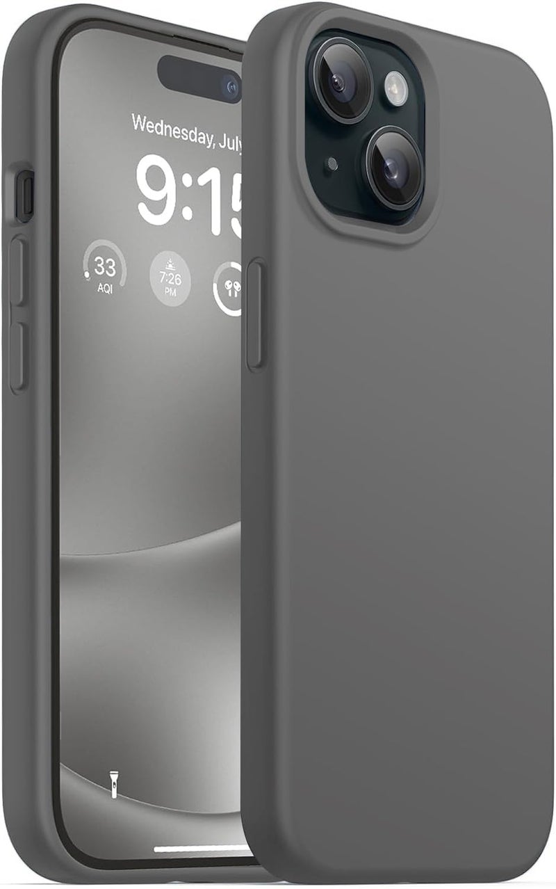 DIZORO Compatible for iPhone 15 Plus Camera Protection Case 6.7, Slim Liquid Silicone 3 Layers Full Covered Soft Gel Rubber Phone Case Protective Cover 6.7 Inch (Dark Grey) - Image 1