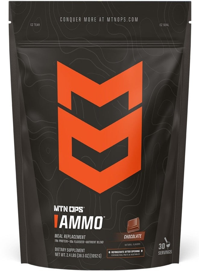 MTN OPS Ammo Meal Replacement Shake Powder – 19g Protein, 10g Flaxseed, 4.5g Whole Foods, Real Fruits & Vegetables – Daily Nutrition & On-the-Go Fuel, 30 Servings, Chocolate - Image 1