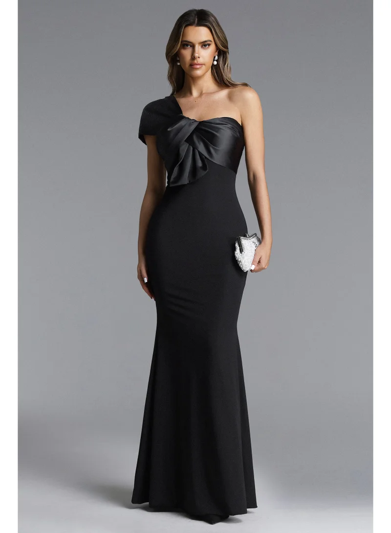Bella Barnett Milline Elegant Contour One Shoulder Twist Maxi Dress
