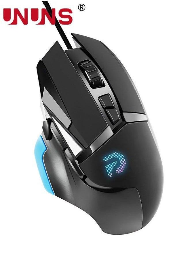 Wired Gaming Mouse,High Performance Ergonomic Optical Gamer Mice With Adjustable 8000 DPI,8 Programmable Buttons,6 RGB Backlit Modes,Rapid Fire Button,On-Board Memory, For PC Mac,Black