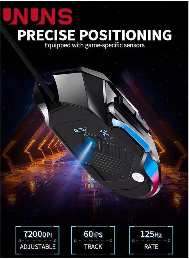 UNUNS Wired Gaming Mouse,High Performance Ergonomic Optical Gamer Mice With Adjustable 8000 DPI,8 Programmable Buttons,6 RGB Backlit Modes,Rapid Fire Button,On-Board Memory, For PC Mac,Black  - Image 4