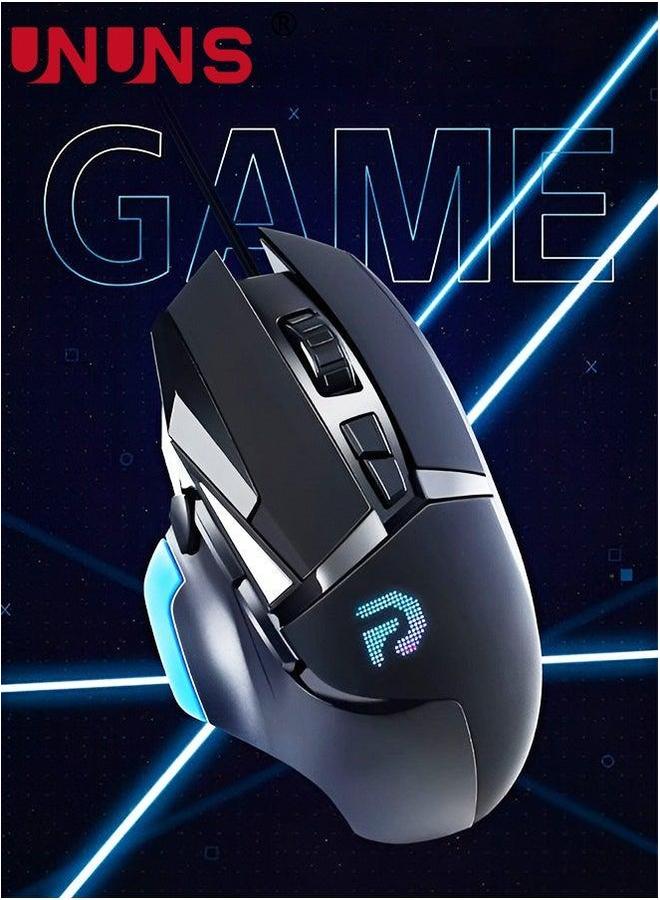 Wired Gaming Mouse,High Performance Ergonomic Optical Gamer Mice With Adjustable 8000 DPI,8 Programmable Buttons,6 RGB Backlit Modes,Rapid Fire Button,On-Board Memory, For PC Mac,Black