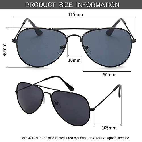 Wodison Classic Kids Sunglasses for Boys Girls Children sunglasses Reflective Metal Frame Black Frame Black Lens - Image 3