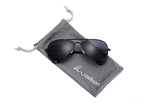 Wodison Classic Kids Sunglasses for Boys Girls Children sunglasses Reflective Metal Frame Black Frame Black Lens - Image 2