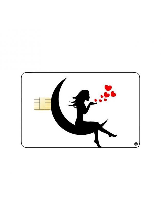 RKN PRINTED BANK CARD STICKER Beautiful Woman Drawing On Moon With Hearts - Image 2