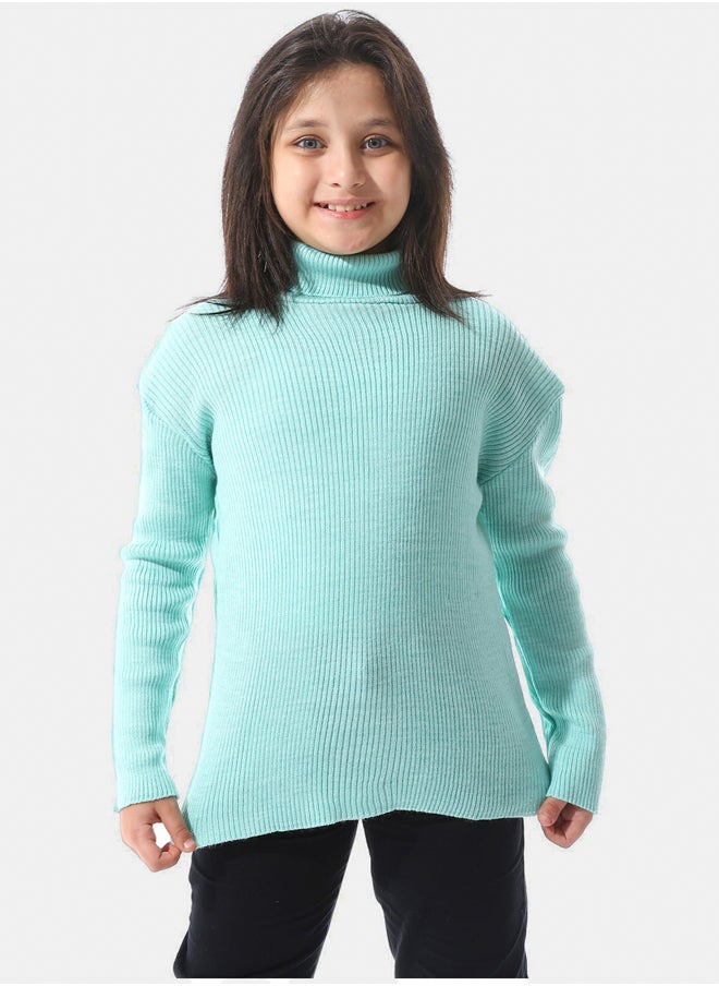 Andora Turtle Neck Ribbed Girls Pullover  - Image 2