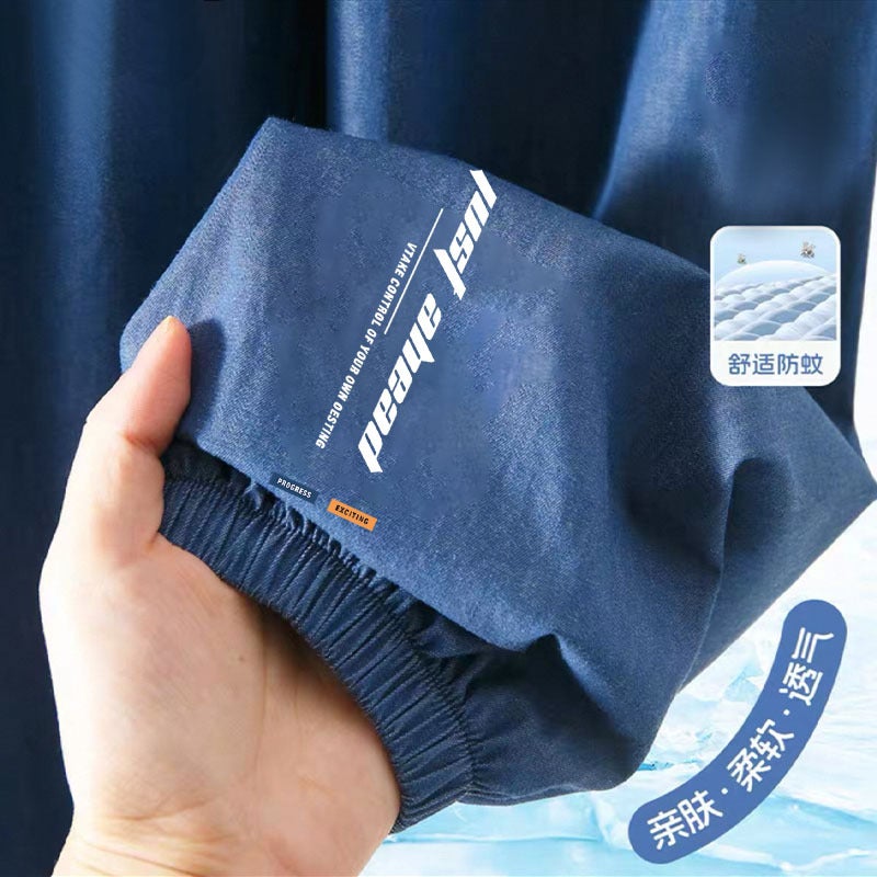 Boys' Stylish Summer Thin Ice Silk Denim Versatile Anti-Mosquito Pants For Older Boys Jogger Pants - Image 1