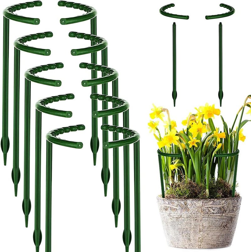 Luckam Plant Support Stakes Half Round Ring, Garden Flower Cage Holder Trellis for Small Plants and Vegetables, 10 PCS - Image 1