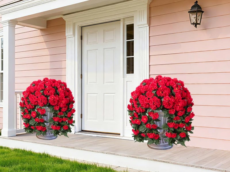Ivydale Fake Geraniums Artificial Flowers for Outdoors Summer Decor, 2 PCS Red Faux Hanging Flowers Outdoor Plants Realistic Silk Geraniums Vines UV Resistant for Outside Planters Porch Patio Garden - Image 4