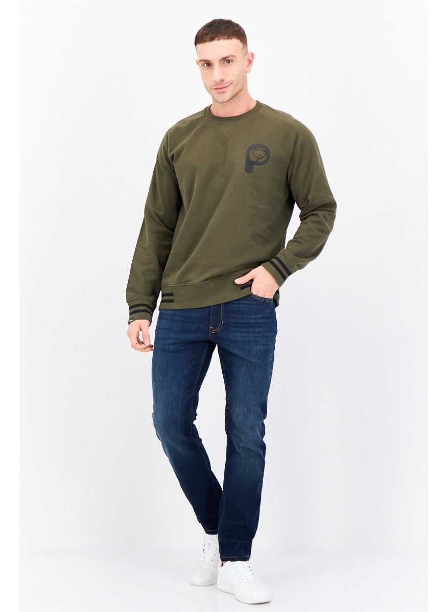 Penfield - Men Crew Neck Brand Logo Long Sleeves Sweatshirt, Olive - Image 1